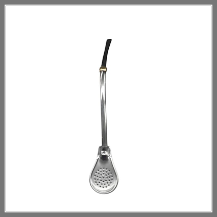 Bombilla con Caño y Pala de Acero Inox con Detalle de Bronce, Largo 17 Cms - Madu
