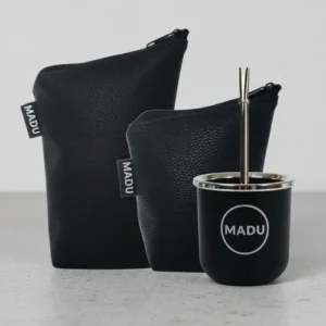Equipo Matero Set De Mate Termico Yerbero Azucarero Bombilla Negro