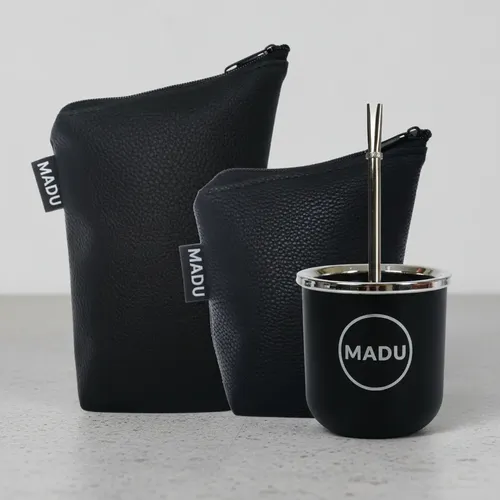 Equipo Matero Set De Mate Termico Yerbero Azucarero Bombilla Negro