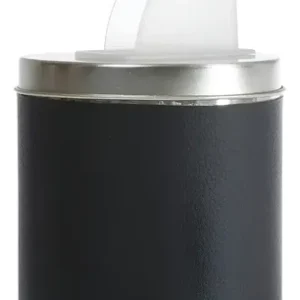 Yerbera Lata Yerba O Azucar Con Pico Ecocuero Diseño Madu Color Liso Negro Azucarera