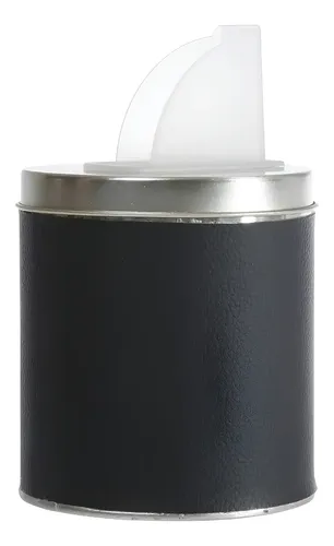 Yerbera Lata Yerba O Azucar Con Pico Ecocuero Diseño Madu Color Liso Negro Azucarera