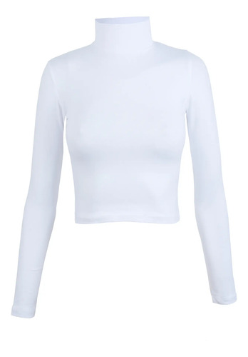 Camiseta Algodón Lisa Cuello Alto Básica Cómoda Casual Mujer - Image 6