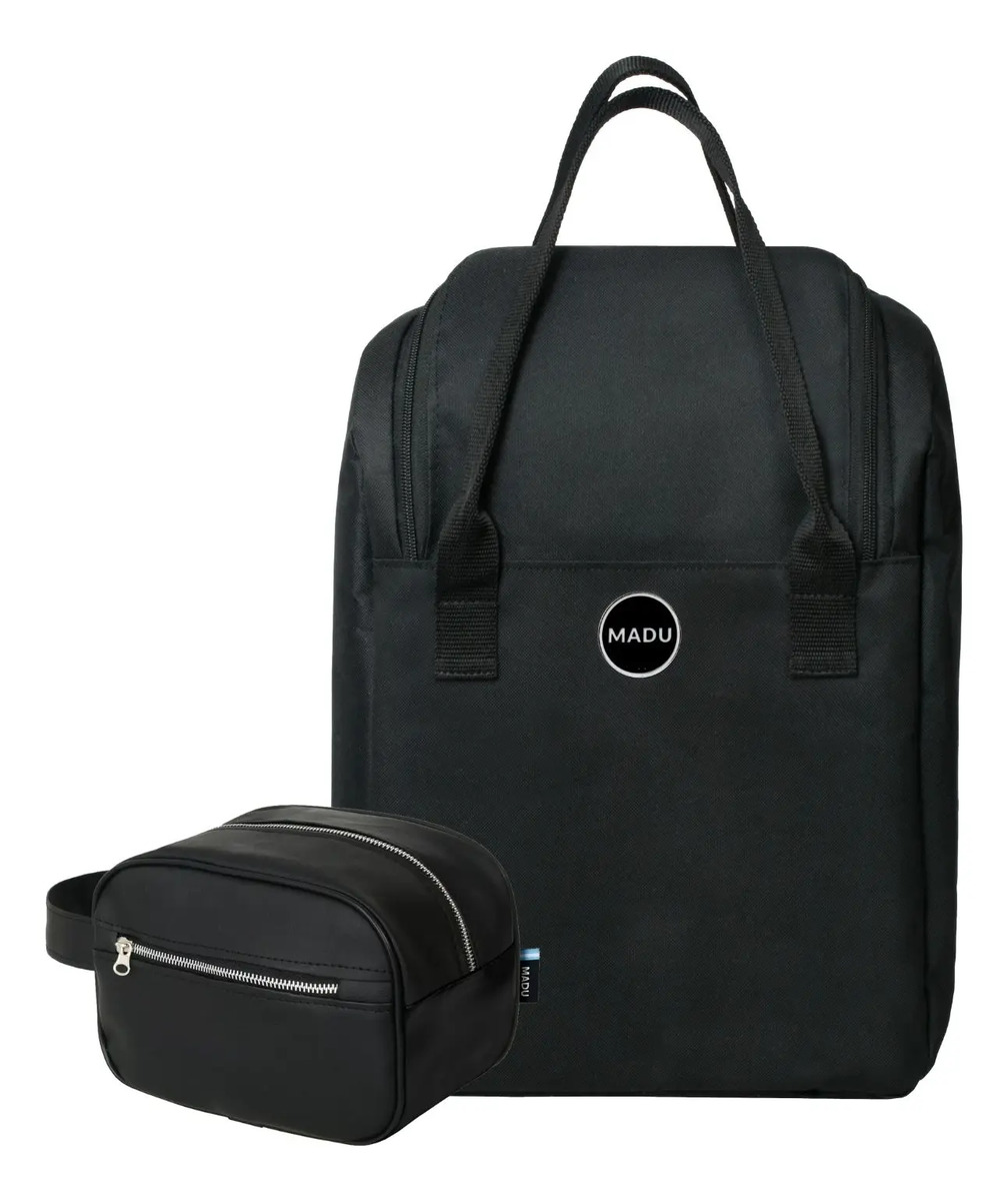 Set Matero Mochila Austral Neceser Ecocuero Impermeable Madu Negro