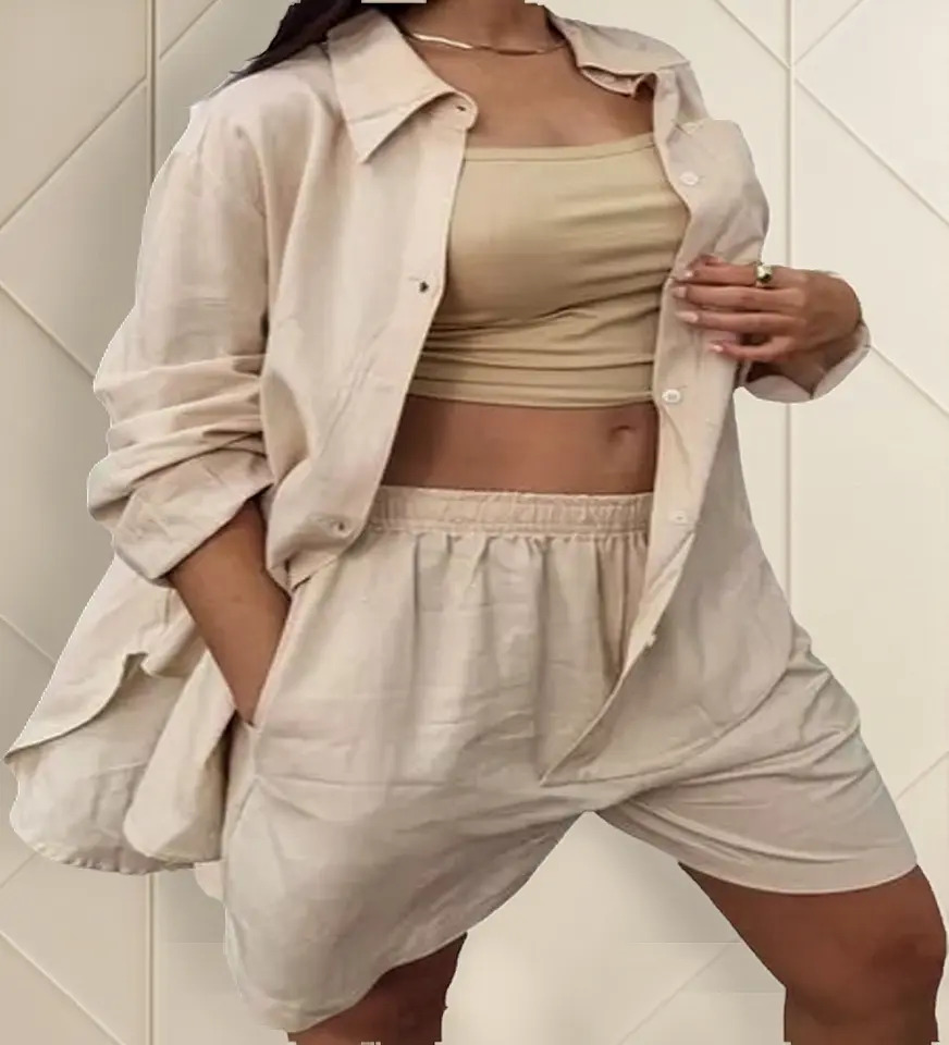 Pack Camisa Y Short De Lino Unisex - Verano Moda Colores - Image 2