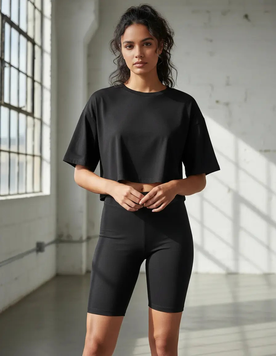 Combo 3 Calzas Biker 3 Boxy Crop Top Mujer Deportivo Negro - Image 7