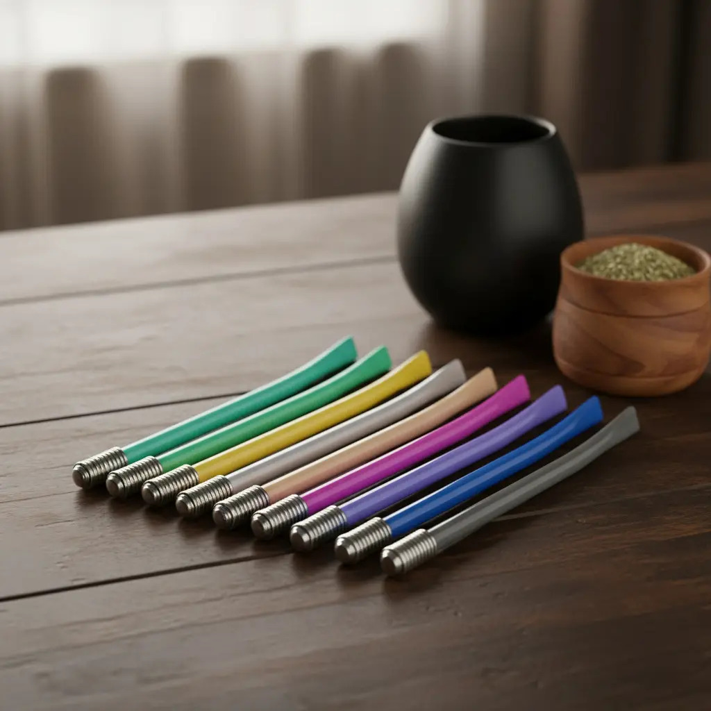 500 Bombillas Por Mayor Aluminio Pintado De Colores Oferta Negro