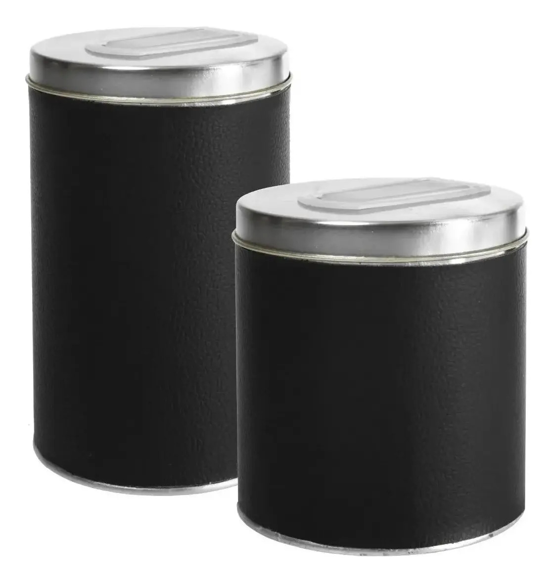 Yerbera Lata Yerba O Azucar Con Pico Ecocuero Diseño Madu Color Liso Negro Azucarera - Image 2