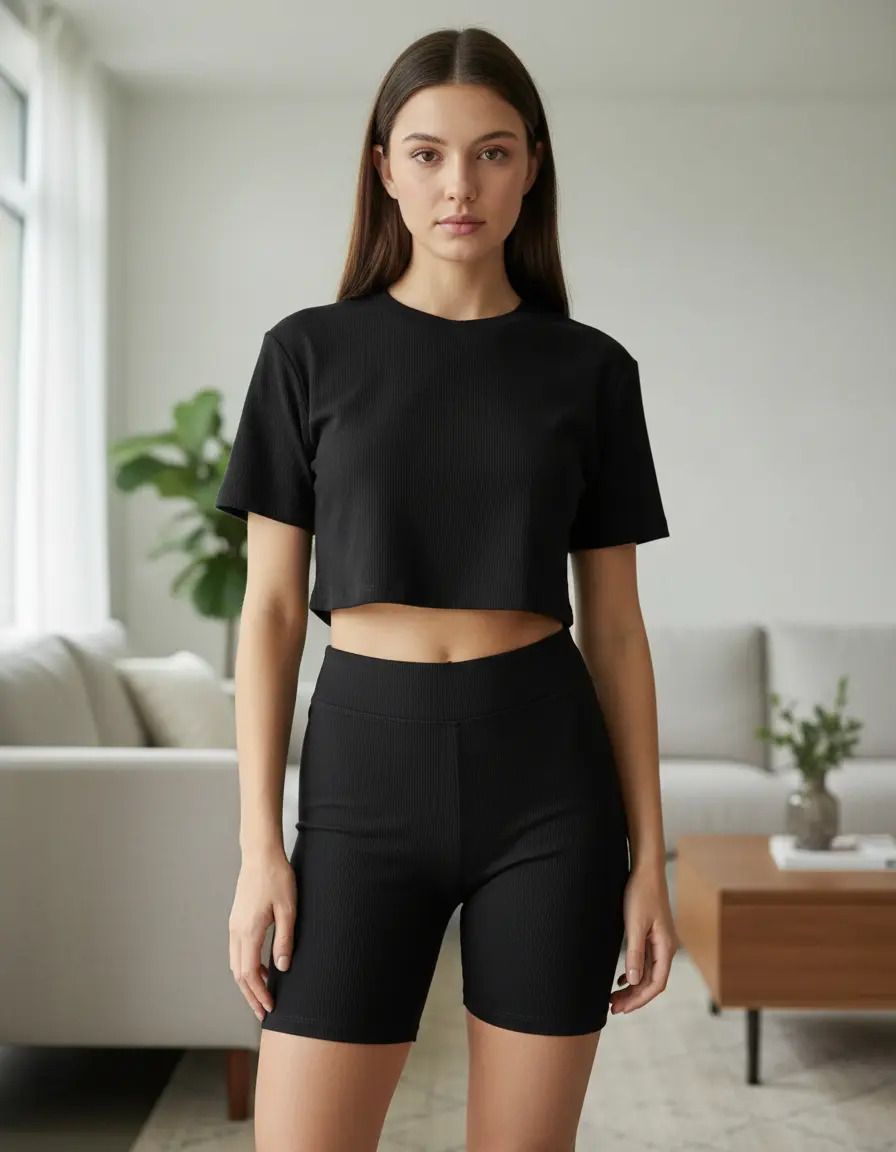 Combo 3 Calzas Biker 3 Boxy Crop Top Mujer Deportivo Negro - Image 2