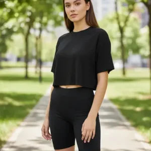 Combo 3 Calzas Biker 3 Boxy Crop Top Mujer Deportivo Negro