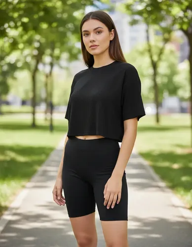 Combo 3 Calzas Biker 3 Boxy Crop Top Mujer Deportivo Negro