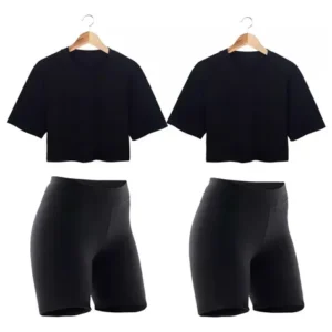 Combo 2 Calzas Biker 2 Boxy Crop Top Mujer Deportivo Negro