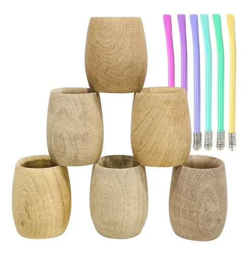 6 Mates De Madera Para Pintar Y Bombillas Colores Por Mayor - Image 2