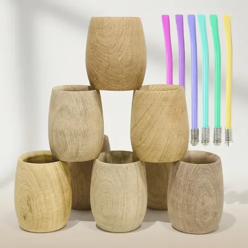 6 Mates De Madera Para Pintar Y Bombillas Colores Por Mayor