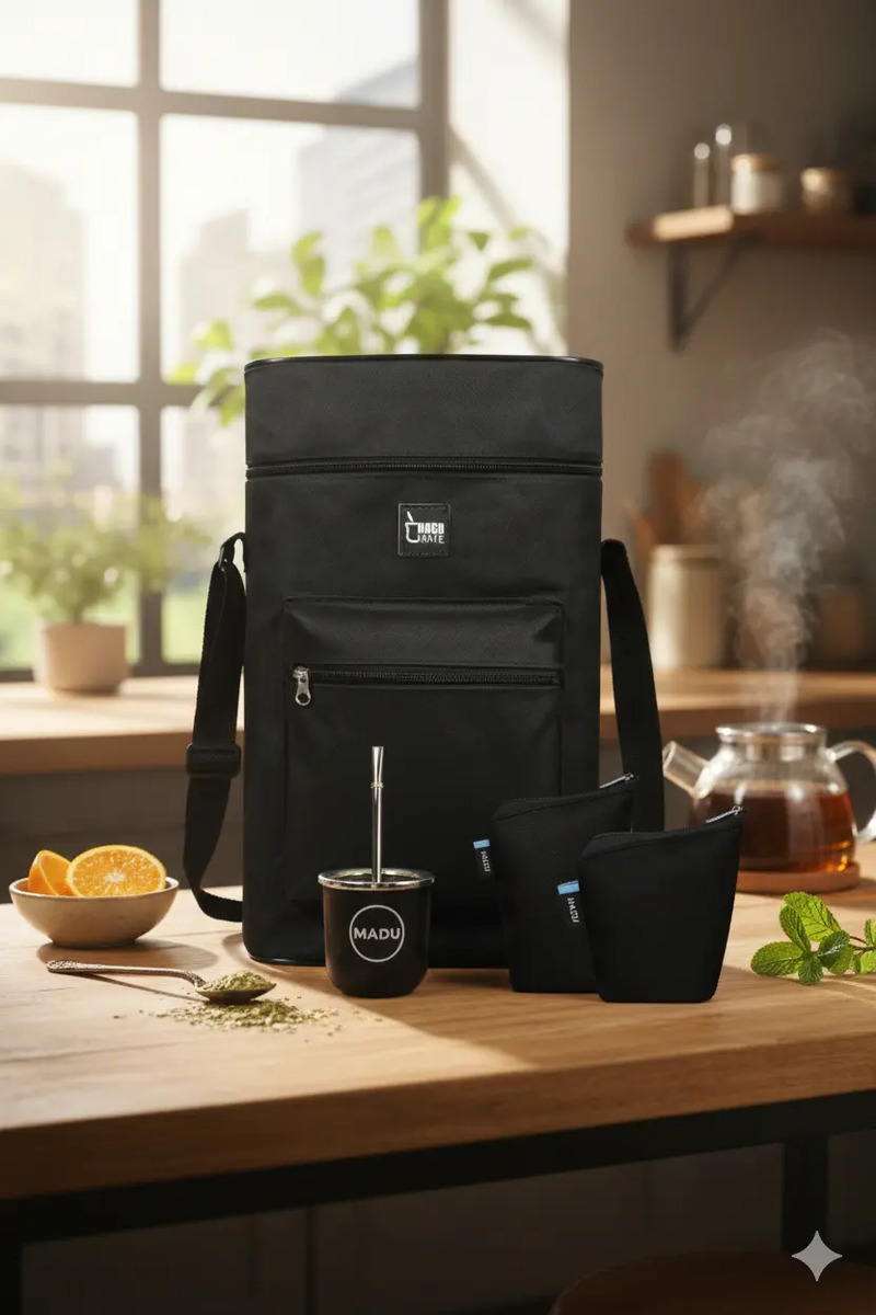 Set Equipo Mate Bombilla Yerbera Azucarera Y Bolso