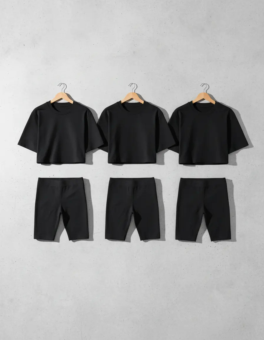 Combo 3 Calzas Biker 3 Boxy Crop Top Mujer Deportivo Negro - Image 5