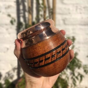Mate Barrilito de Algarrobo con 3 Guardas y Virola de Cobre