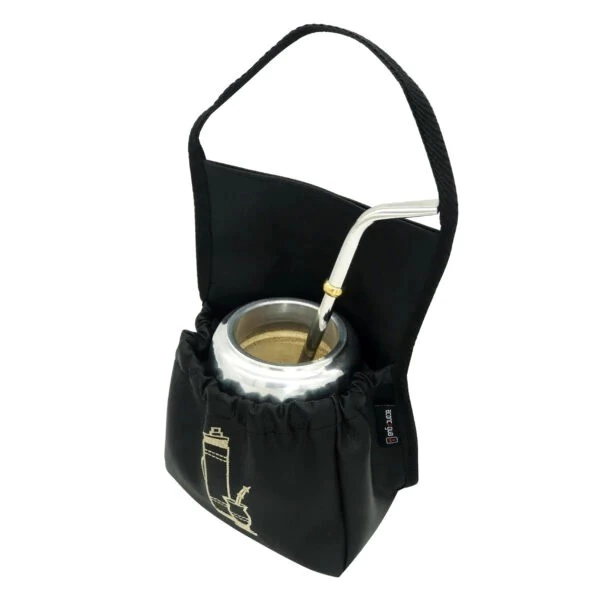 Portamate Eco Cuero para Auto Bordado Negro y Pastel - Madu